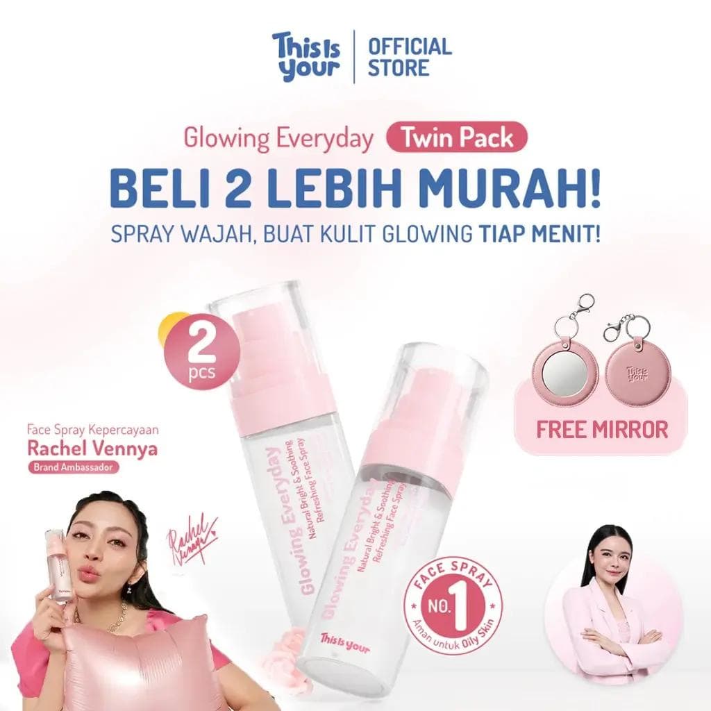 Twin Pack Face Spray Glowing Everyday Free Cermin